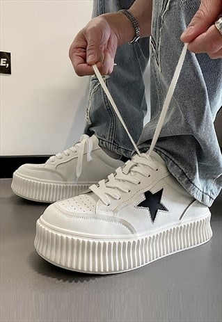 CHUNKY SNEAKERS EDGY PLATFORM TRAINERS RETRO PATCH SHOES
