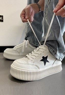 Chunky sneakers edgy platform trainers retro patch shoes