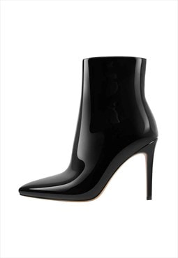 Pointed Toe Stiletto Patent Ankle Boots