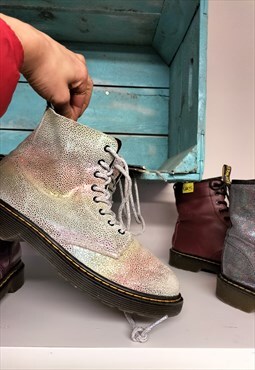 Dr Marten Rainbow Pink Glitter Boots UK 4 1460 Pascal