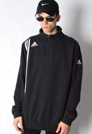 BLACK MINIMALIST ADIDAS 1/4 ZIPPER SWEATSHIRT