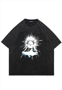 Psychedelic t-shirt queen top vintage wash retro raver tee
