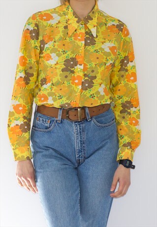VINTAGE 60'S FLOWER POWER BLOUSE