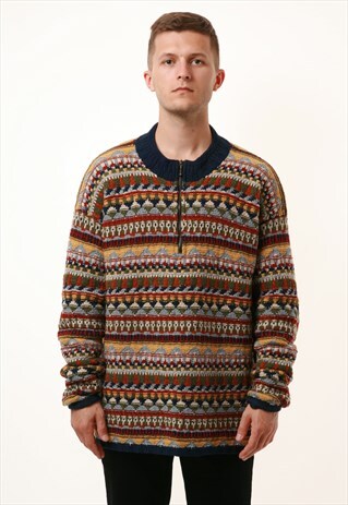 90S VINTAGE ESPRIT WOOL 1/4 ZIP SWEATER JUMPER 15857