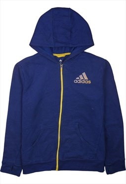 Adidas 90's Drawstring Pockets Full Zip Up Hoodie XLarge Blu