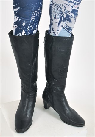 VINTAGE 90'S REAL LEATHER KNEE HIGH BOOTS
