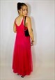 VINTAGE 70S SHEER RED MESH DOUBLE LAYER MAXI SLIP DRESS