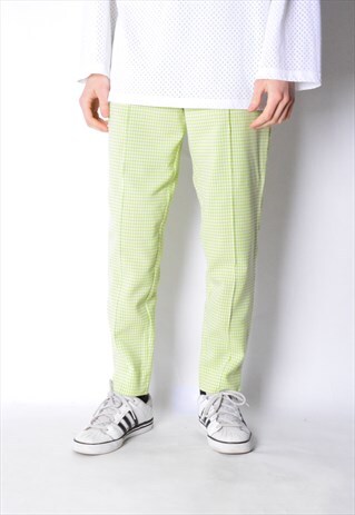 VINTAGE 90S UNISEX SALAD GREEN CHECK PANTS