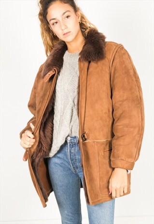 VINTAGE 80S WINTER SHEEPSKIN COAT / R065