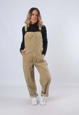 DENIM DUNGAREES JEANS 90'S UK 12 VINTAGE (EABE)