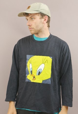 VINTAGE WARNER BROTHERSSWEATSHIRT IN BLUE WITH TWEETY LOGO