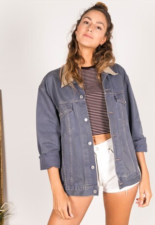 VINTAGE 80S COLOURED CONTRAST COLLAR LEVIS JACKET / C400