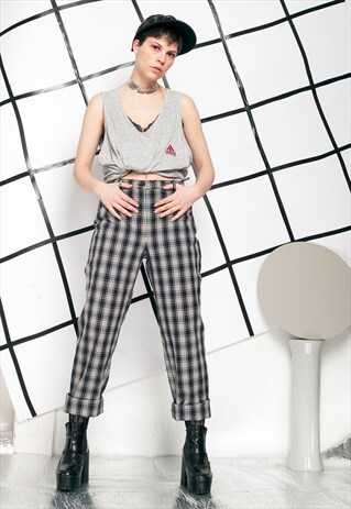 90S VINTAGE PLAID TROUSERS