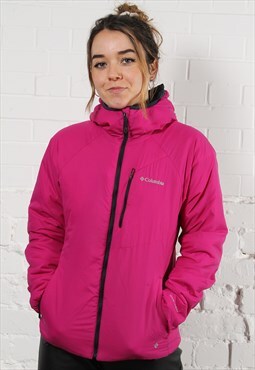 Vintage Columbia Padded Coat in Pink with Logo Medium