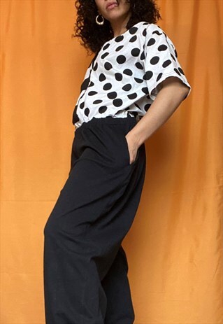 VINTAGE 80S COSY PATTERNED JERSEY JUMPSUIT