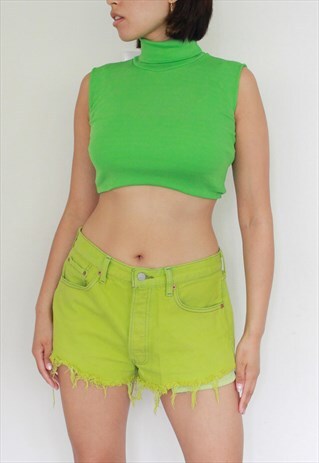 Y2K LEVI'S NEON SLIME GREEN HIGH WAIST SHORTS
