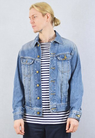 VINTAGE LEE DENIM JACKET ACID WASH LIGHT BLUE