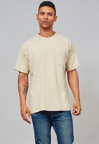 VINTAGE 90S OVERSIZED BEIGE YVES SAINT LAURENT T-SHIRT