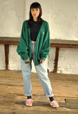 80S CHEMISE LACOSTE GRUNGE CARDIGAN