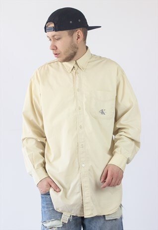 VINTAGE MENS CK LOGO CALVIN KLEIN LONG SLEEVE SHIRT