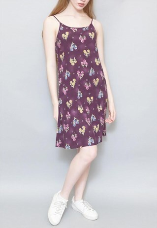 VINTAGE 1990'S CUTE PURPLE DITSY FLORAL MINI DRESS