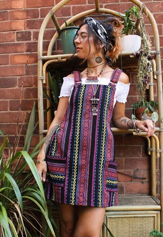 ADORNED FAIRTRADE PINK DUNGAREE / OVERALL DRESS