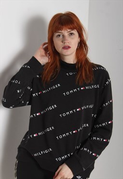 Vintage Tommy Hilfiger Spellout Sweatshirt Black