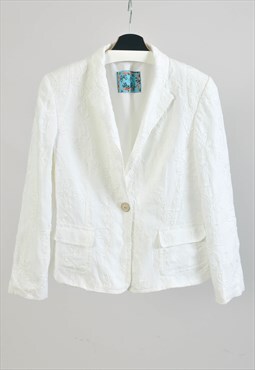 Vintage 00s linen blazer jacket in white