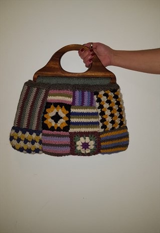 VINTAGE BOHO HANDBAG IN WOOL AND HOOD, MADE IN ITALY