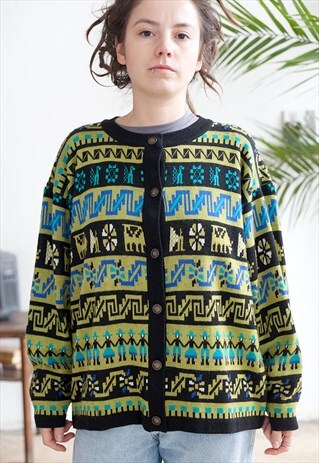 TODAY VINTAGE GRAPHIC KNIT CARDIGAN