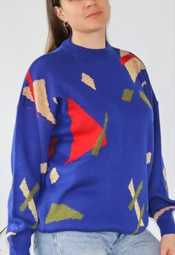Vintage 80's Retro Abstract Pattern Jumper 