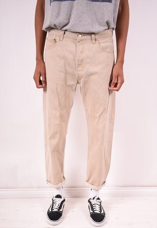 LEVI'S 501 MENS VINTAGE JEANS W36 L29 KHAKI 90S