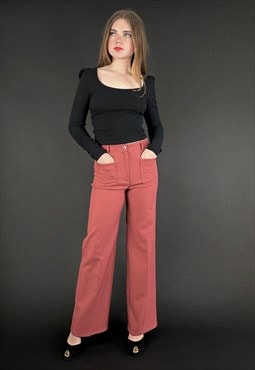 70's St Michael Vintage Ladies Flare Dark Pink Trousers