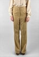70'S BEIGE WOOL VINTAGE FLARED LOW RISE TROUSERS