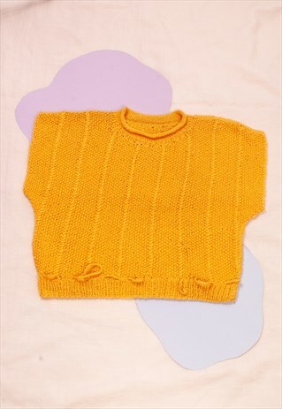 VINTAGE KNITTED VEST 70S HANDMADE OVERSIZED WAISTCOAT