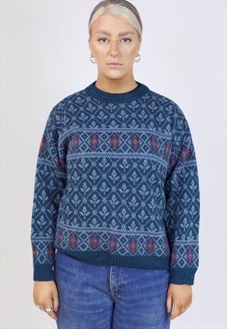 VINTAGE 90S PATTERNED KNIT JUMPER