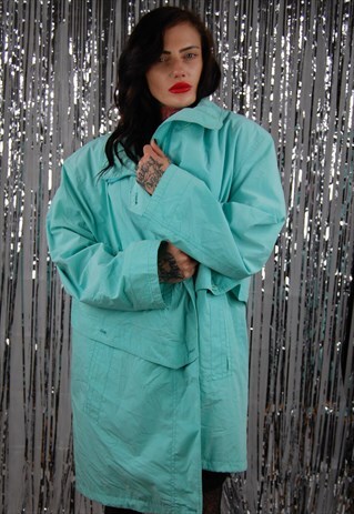 VINTAGE MINT OVERSIZED CLASSIC LONG TRENCH COAT
