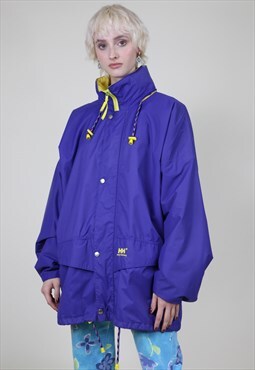 Vintage 90s Helly Hansen Windbreaker Jacket Purple Large