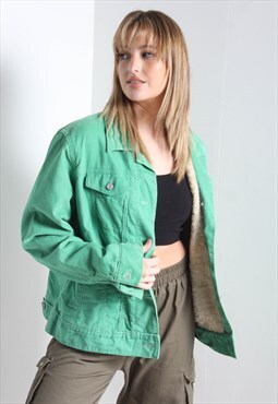 Vintage Gap Fleece Lined Denim Jacket Green