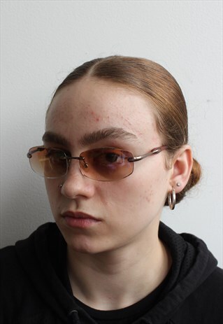 VINTAGE BROWN OMBRE Y2K STYLE SUNGLASSES