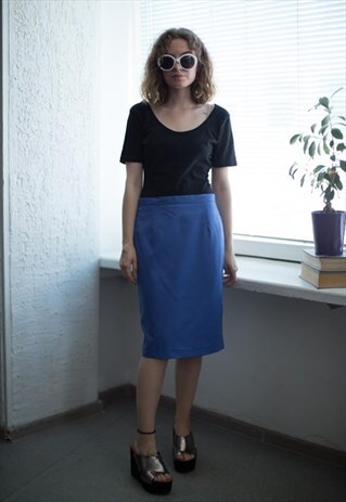 VINTAGE 90'S WASHED BLUE HIGH WAISTEDI SKIRT