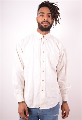 MENS VINTAGE DENIM SHIRT MEDIUM WHITE 90S