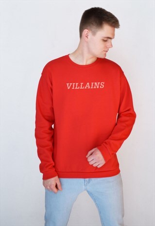 RED VILLAINS LINED (WHITE) SWEATSHIRT