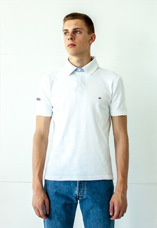 VINTAGE RETRO WHITE TOMMY HILFIGER POLO SHIRT TOP