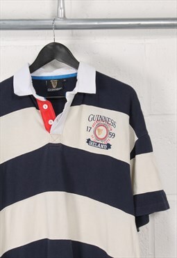 Vintage Guiness Rugby Shirt with Stripes Short Sleeve XXL