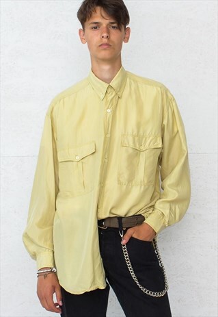 VINTAGE YELLOW RUDNICK LONG SLEEVE SILK SHIRT