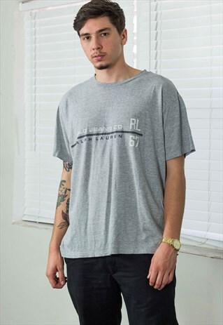 VINTAGE POLO RALPH LAUREN T-SHIRT LOGO 90S L 7.5
