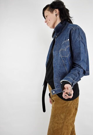 VINTAGE 90S LEVIS RED TAB MID CLEAN DENIM ENGINEERED JACKET