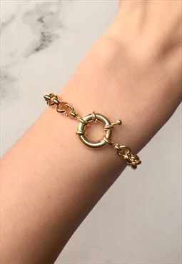 Dominique: Chunky Gold Rolo Chain Sailor Clasp Bracelet