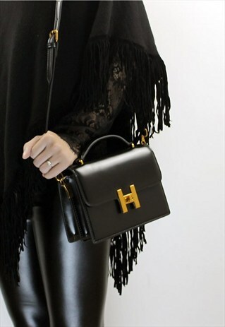 BLACK LEATHER CROSSBODY BAG
